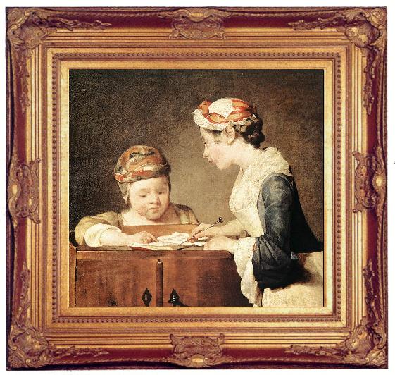 framed  jean-Baptiste-Simeon Chardin The Young Schoolmistress, Ta006